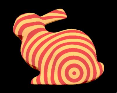 2D bunny with orange and red stripes